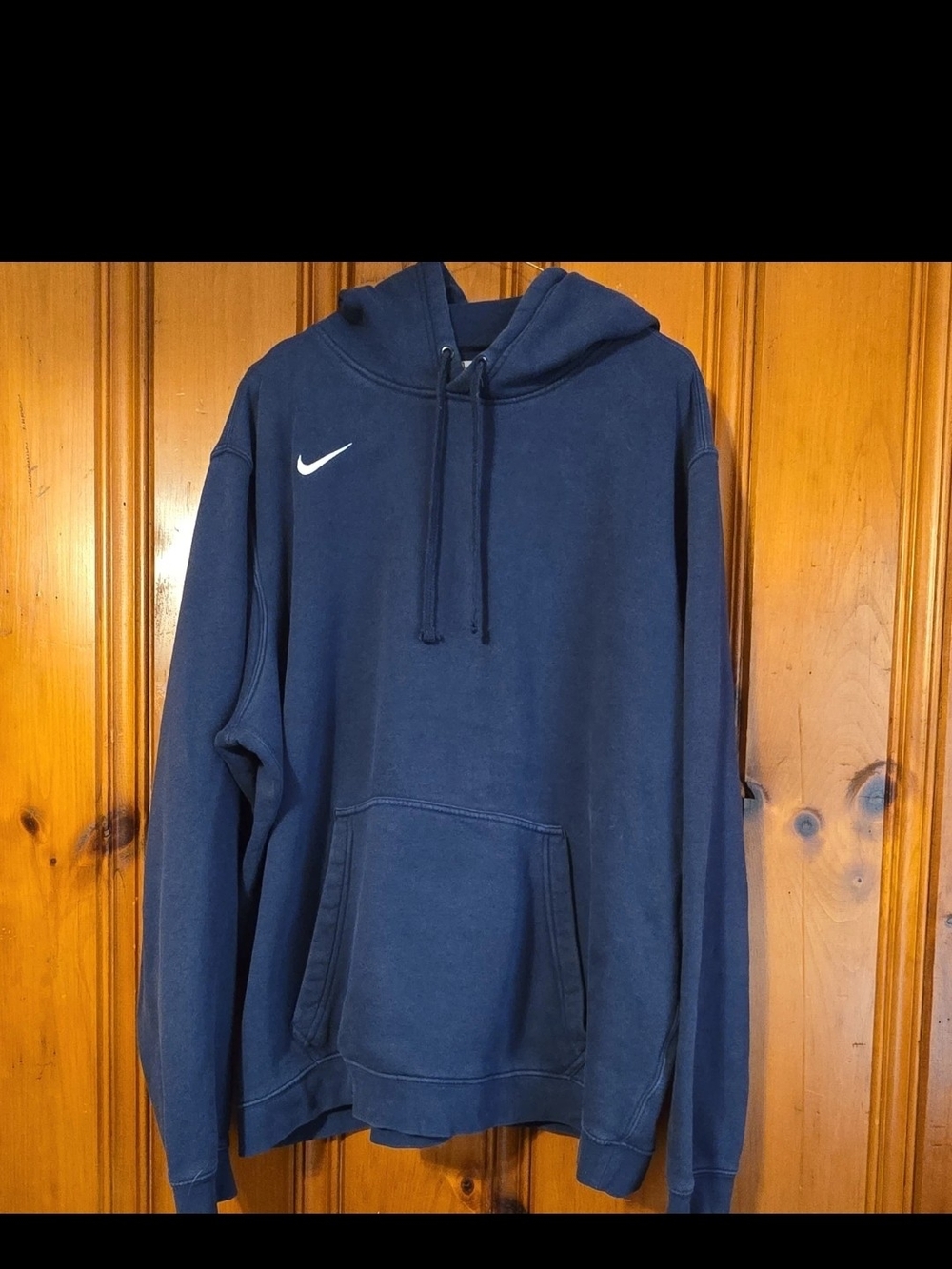 Nike Men's Dark Navy Pullover Hoodie with White Swoosh
